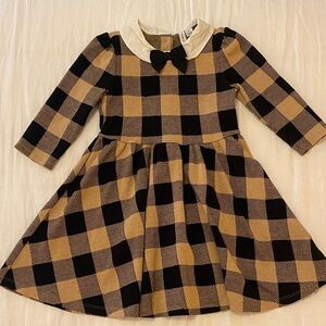 Janie and Jack Black and Tan Plaid Kids Dress